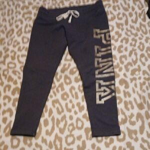 PINK Victoria's Secret Gray Joggers with White Logo